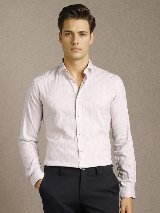 Louis Philippe Ath.Work Super Slim Fit Opaque Checked Semiformal Shirt