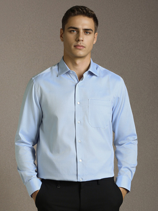Louis Philippe Spread Collar Pure Cotton Formal Shirt