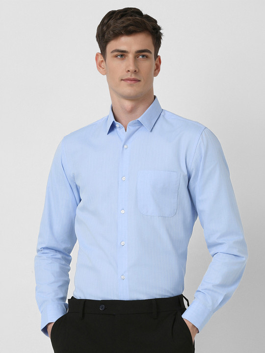 Peter England Men Slim Fit Spread Collar Textured Cotton Formal Shirt