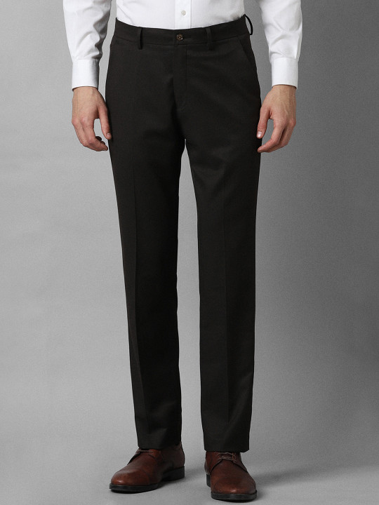 Louis Philippe Men Solid Mid-Rise Formal Trousers
