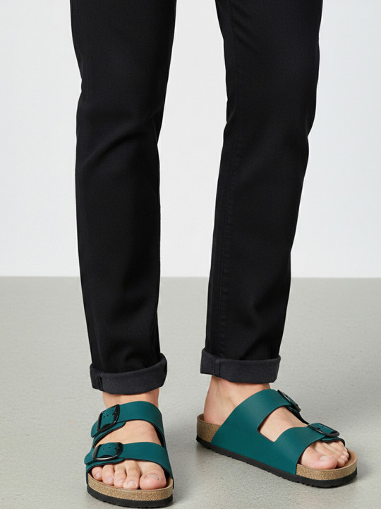 Bewakoof Men Forest Green Double Strap Sandals