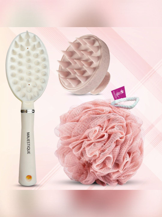 3-in-1 Bath Set: Scalp Massager Body Scrubber & Loofah for Glowing Skin