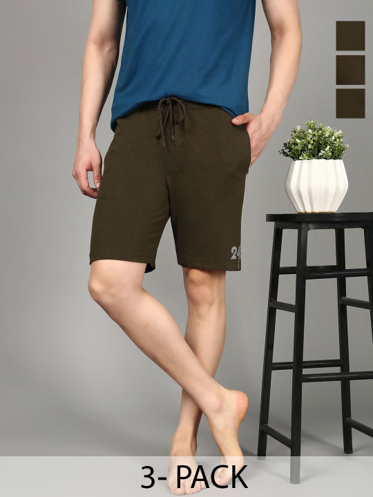 Roadster The Lifestyle Co Pack Of 3 Cotton Mid-Rise Lounge Shorts