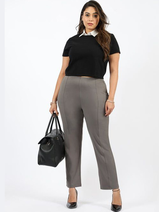 Blissclub Women Relaxed Straight Fit High-Rise Easy Wash Trousers
