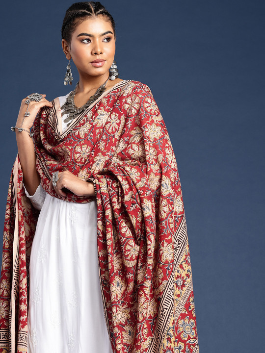 Taavi Hand Block Printed Kalamkari Dupatta