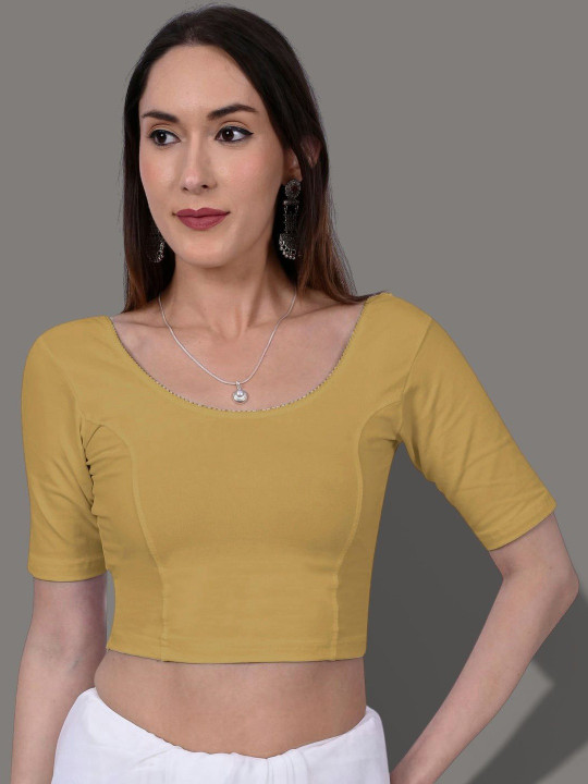 MISS WEARS Round-Neck Pure Cotton Saree Blouse