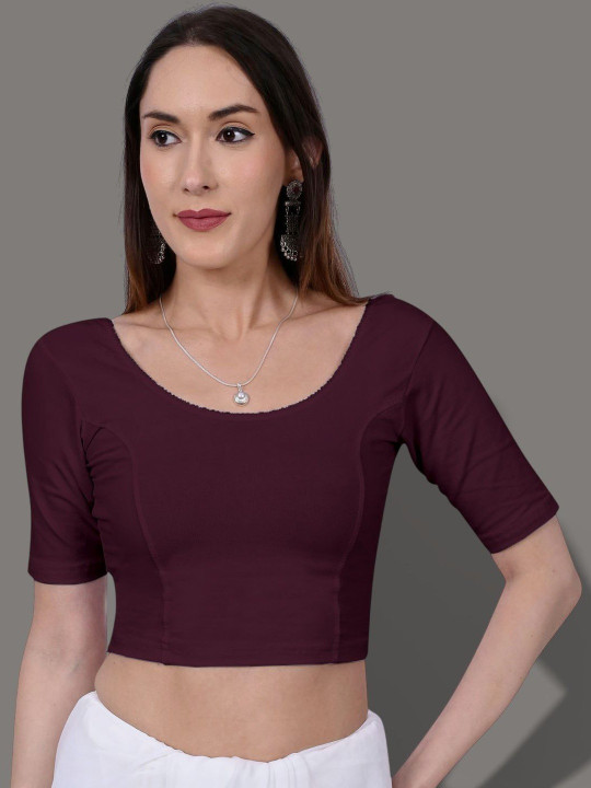 MISS WEARS Round-Neck Cotton Saree Blouse
