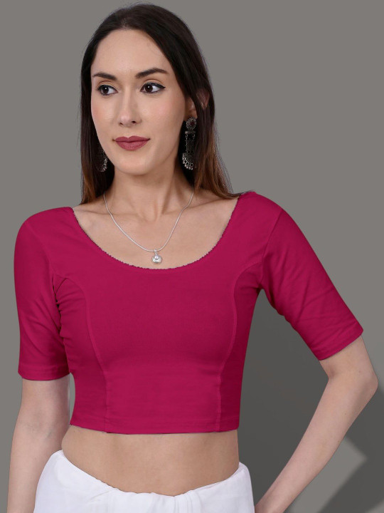 MISS WEARS Round-Neck Cotton Saree Blouse