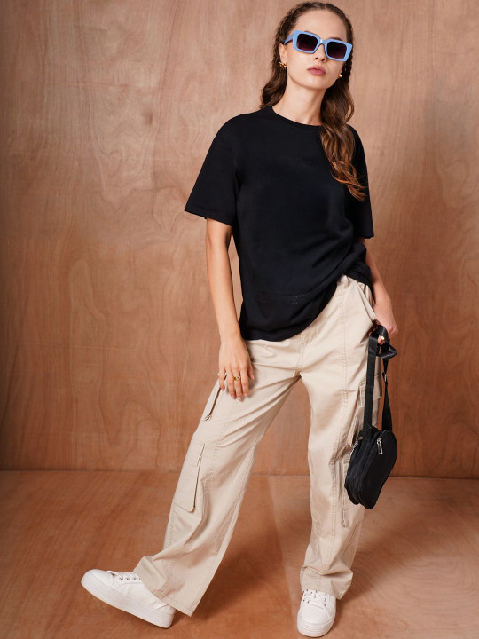 DressBerry Women Drop-Shoulder Sleeves T-shirt