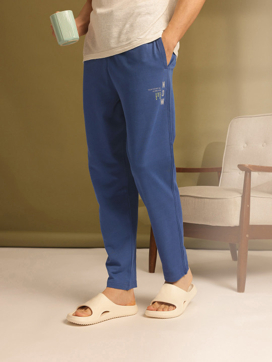 ETC Typography Printed Mid-Rise Straight Fit Pure Cotton Lounge Pants