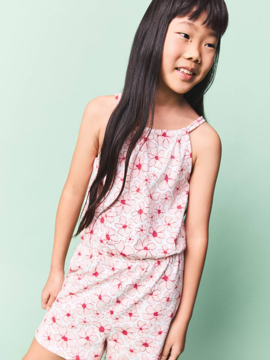 Mango Kids Girls Floral Print Pure Cotton Jumpsuit