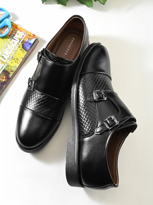 INVICTUS Men Round-Toe Formal Monk Shoes