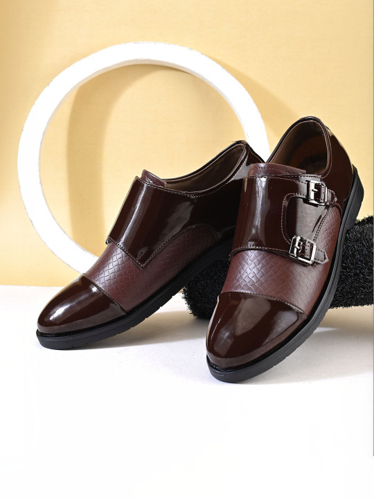 INVICTUS Men Round-Toe Formal Monk Shoes