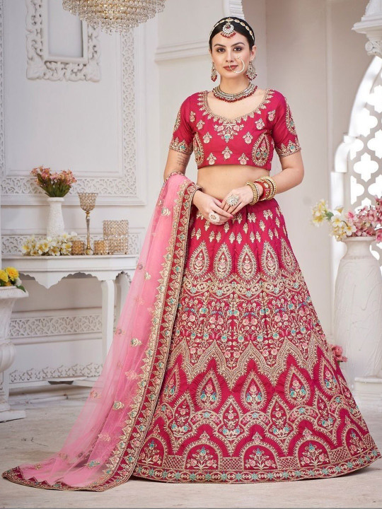 REELOVE FACTORY Embroidered Thread Work Semi-Stitched Lehenga & Blouse With Dupatta