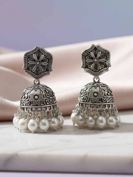 Opal Touch Dome Shaped Jhumkas Earrings