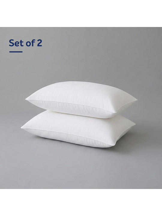 Sleepwell White Set of 2 Fibre Filled Polyester Breathable Sleep Pillow