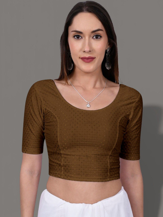 MISS WEARS Pure Cotton Round-Neck Stretchable Saree Blouse