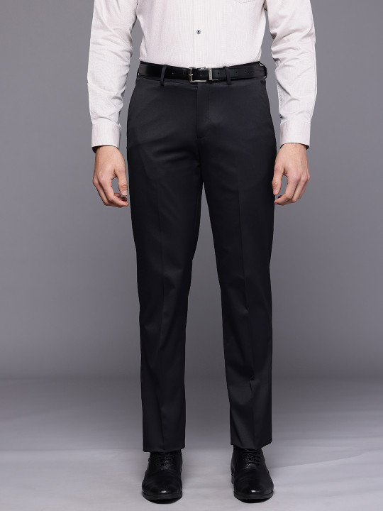 Louis Philippe Men Flat-Front Formal Trousers