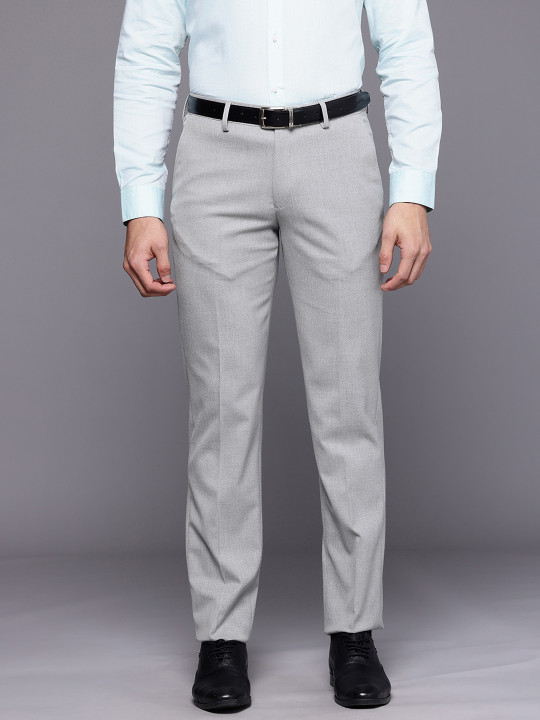 Louis Philippe Men Textured Formal Trousers