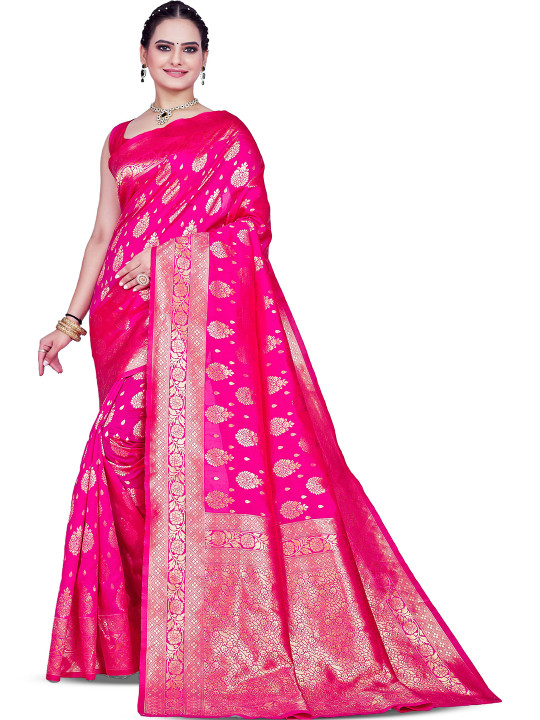 Janvi Boutique Ethnic Motifs Zari Silk Blend Heavy Work Saree