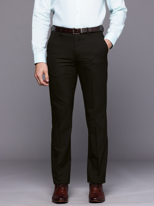 Louis Philippe Men Slim Fit Everyday Smart Wear Comfort Stretch Solid Formal Trouser