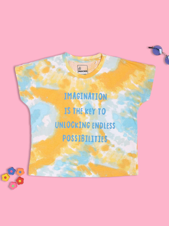 V-Mart Girls Typography Printed T-shirt