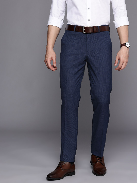 Louis Philippe Men Textured Slim Fit Formal Trousers