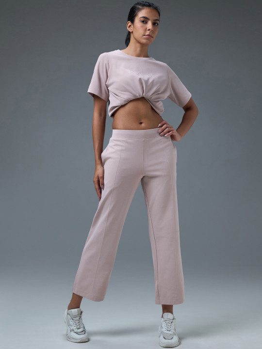 Technosport Self Design Round Neck T-shirt & Trousers Co-Ords