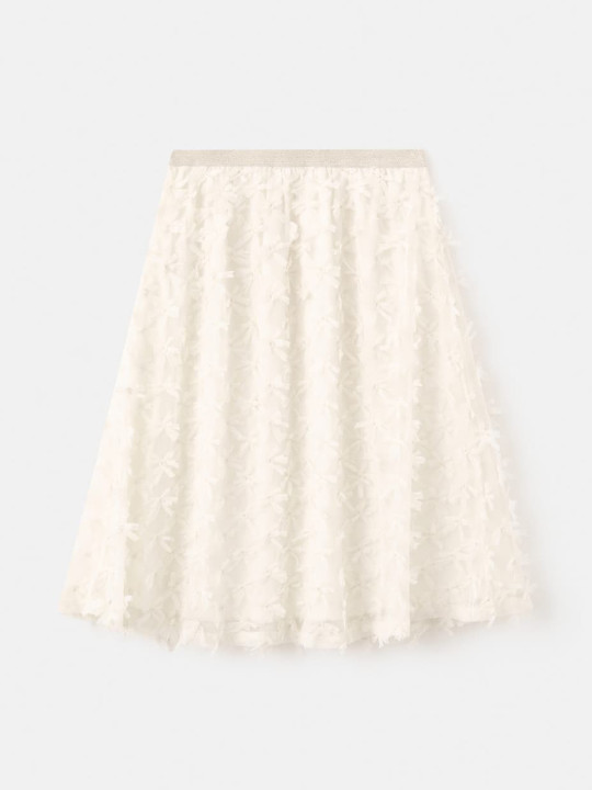 Mango Kids MANGO KIDS Flowers Embossed Tulle Flared Midi Skirt