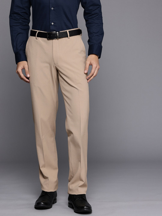 Louis Philippe Men Slim Fit Flat-Front Formal Trousers