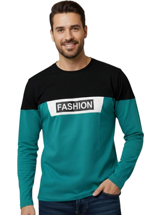 FASHIUM Men Typography Colourblocked T-shirt