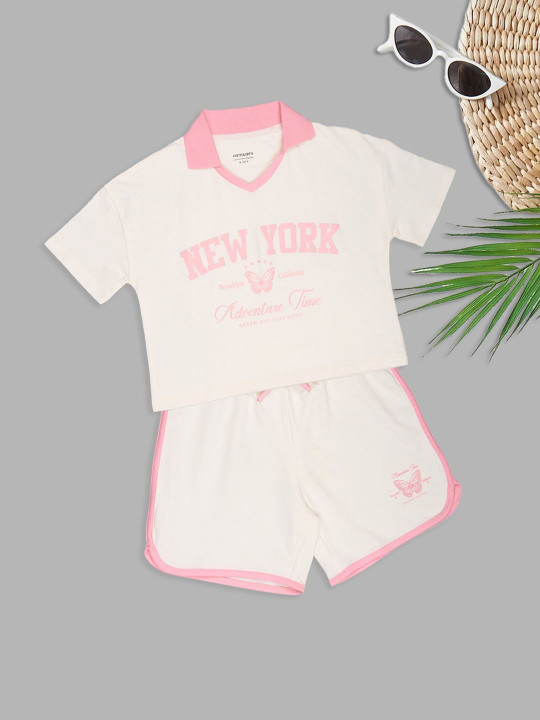 Pantaloons Junior Girls Printed T-shirt with Shorts