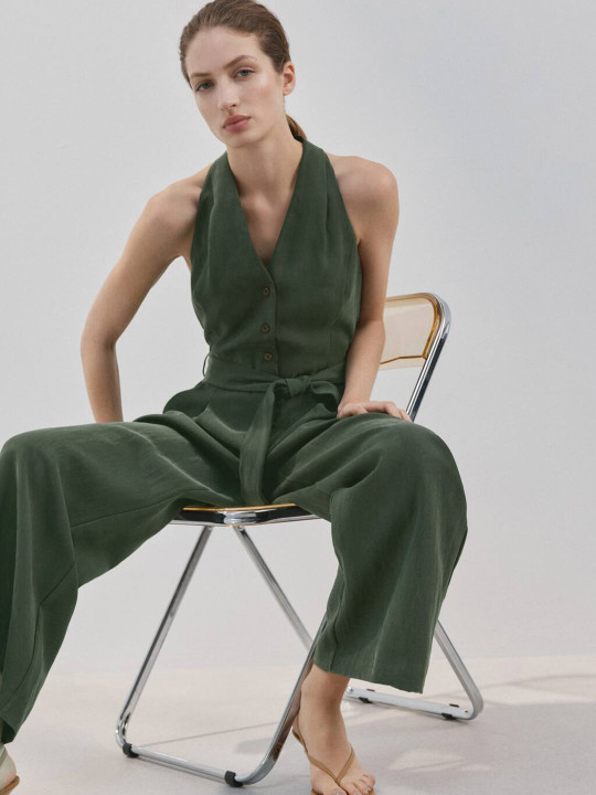 MANGO Belted Basic Jumpsuit