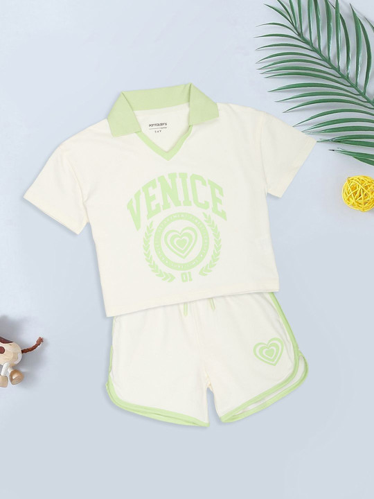 Pantaloons Junior Girls Printed T-shirt with Shorts
