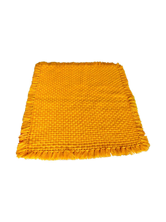 Jaipur Woollen Handicraft Yellow Textured Woollen Pooja Prayer Mat