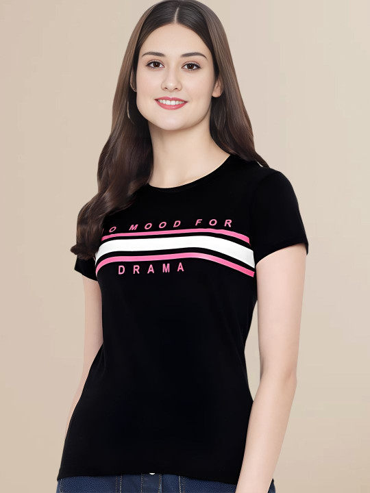 Moda Rapido Women Typography 2 Printed Slim Fit T-shirt