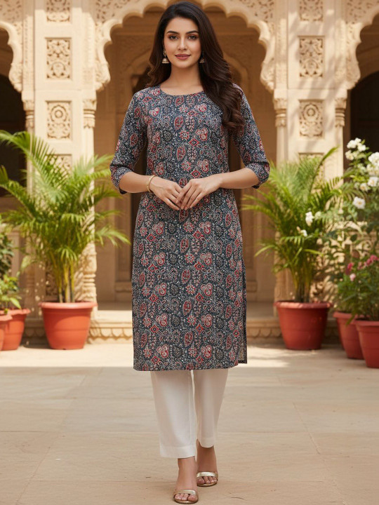 SZN Women Floral Printed Crepe Kurta