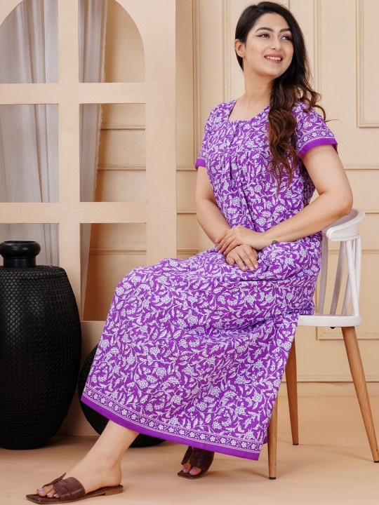 DGSM CRAFT Printed Maxi Nightdress