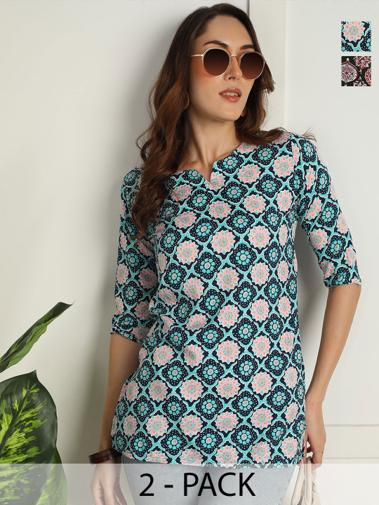 JANKHI Print Ethnic Crepe Top