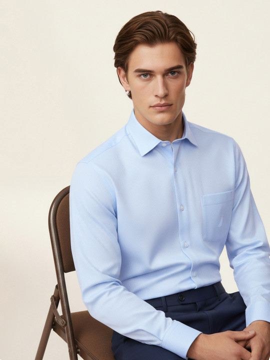 Nautica Pure Cotton Self-Design Slim Fit Formal Shirt