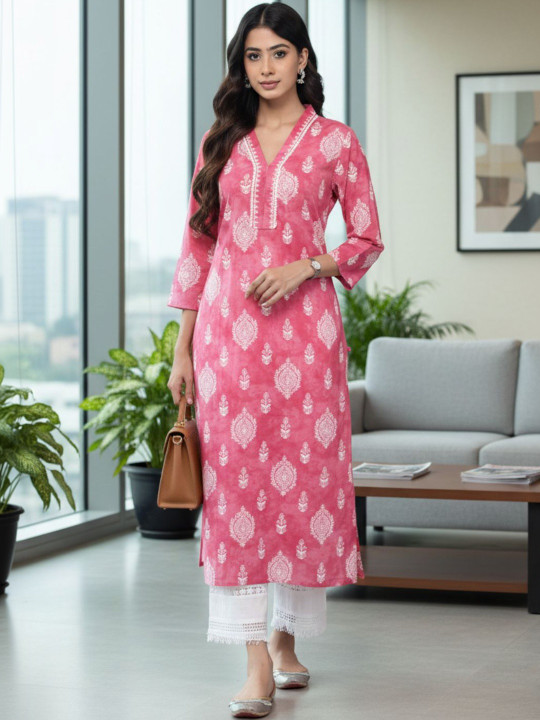 Varanga Women Floral Printed Pastels Kurta