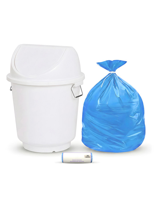 Aura White Swing Bin & Garbage Bag
