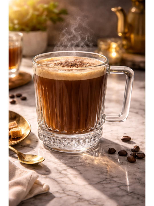 RUHANI HOMES Transparent Textured Glass Glossy Mugs Set of Cups and Mugs