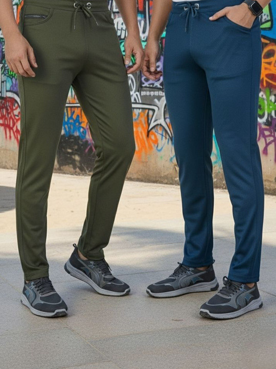 KAIDO Men Pack of 2 Mid-Rise Track Pants