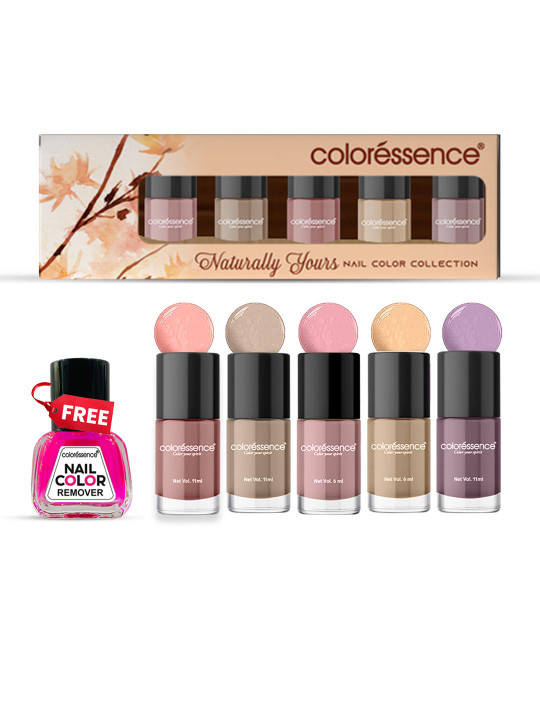 Set Of 5 Naturally Yours Quick Dry Nail Paint With Remover - 6 ml Each