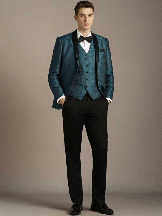 Louis Philippe Self Designed Slim-Fit Single-Breasted Three-Piece Suit