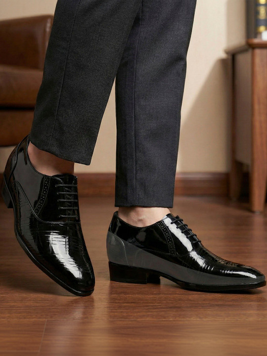 Bxxy Men Textured Patent Formal Oxfords