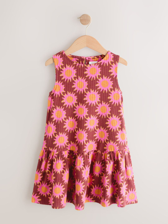 NEXT Girls Printed Cotton Drop-Waist Dress