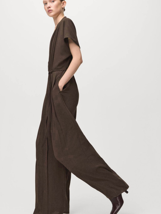 MANGO Pleated Basic Jumpsuit With Detachable Belt