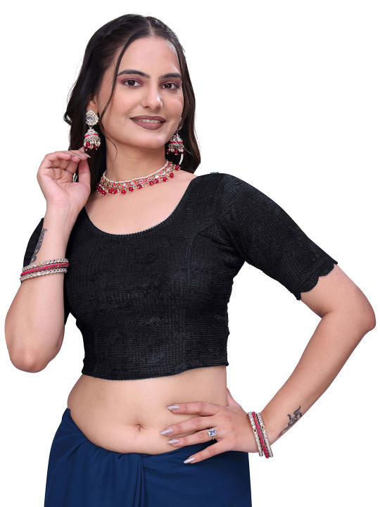 SHREEJI DESIGNER Woven Design Fully Stretchable Saree Blouse